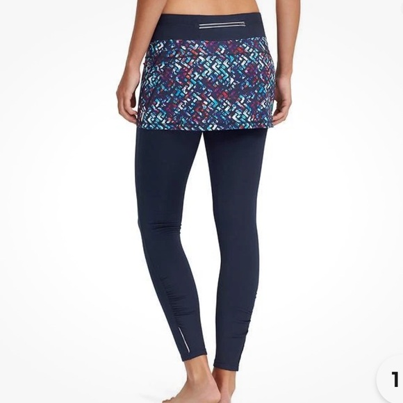 Athleta Size Large Electric Placid 2 in 1 Tight Skirt Navy Blue Fleece Lined - Picture 3 of 11